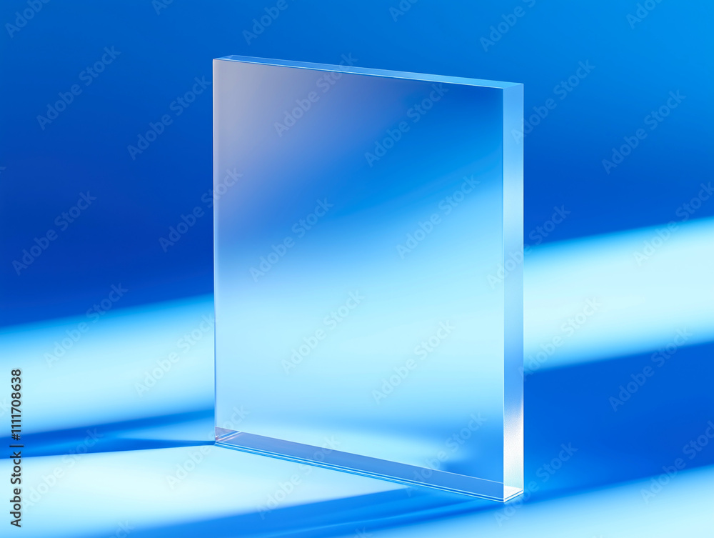Clear block with a blue background Clear block with a blue background