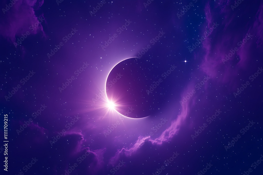 A breathtaking cosmic spectacle: a total solar eclipse in a vibrant purple universe A breathtaking cosmic spectacle: a total solar eclipse in a vibrant purple universe