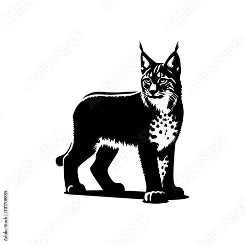 lynx silhouette logo icon black white design