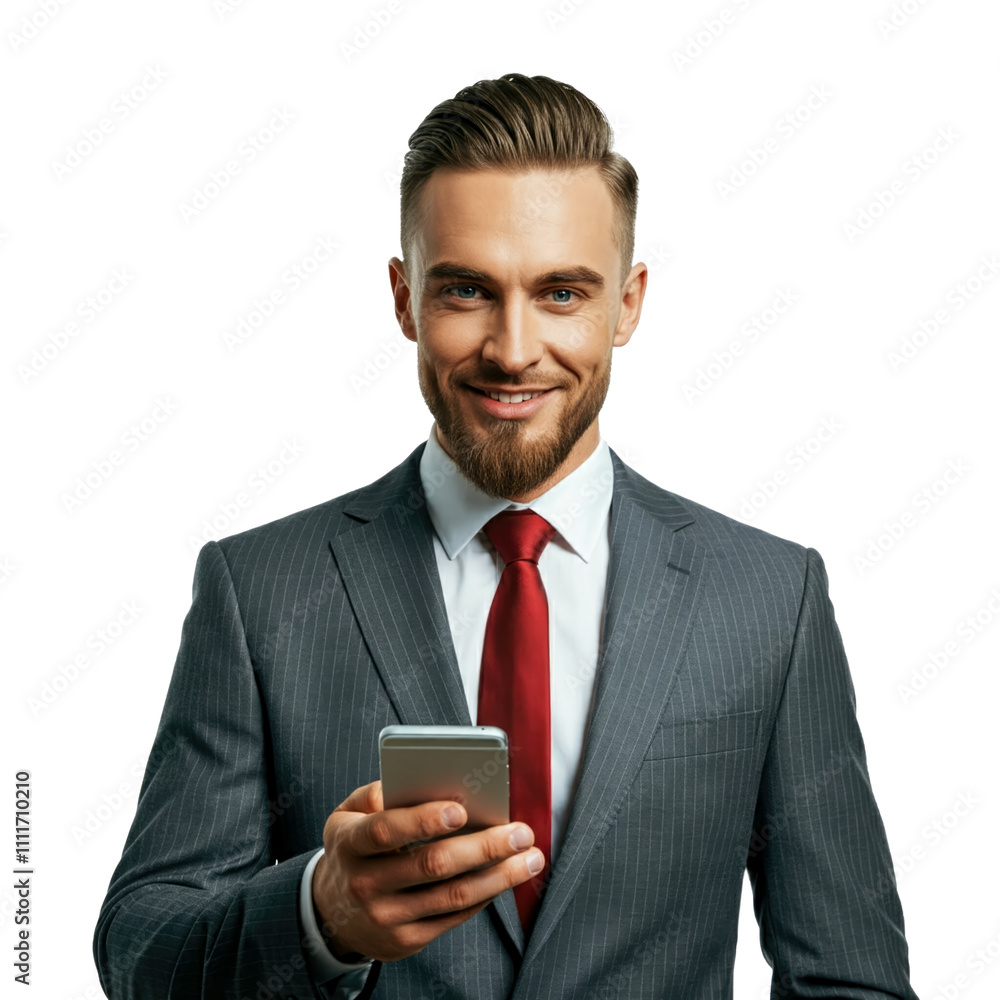 business man holding phone smile isolated on white or transparent png business man holding phone smile isolated on white or transparent png