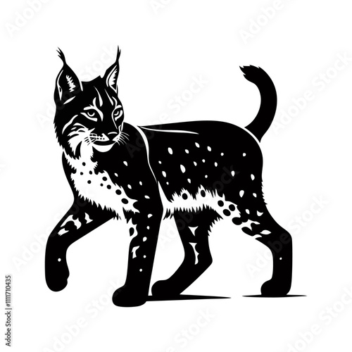 lynx silhouette logo icon black white design