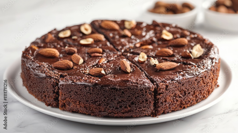 Chocolate cake with nuts, Brownie with nuts Chocolate cake with nuts, Brownie with nuts