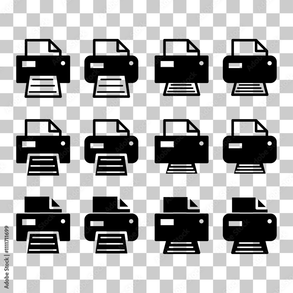 Set of Printer document web icon, printout machine technology flat sign vector illustration . Set of Printer document web icon, printout machine technology flat sign vector illustration .