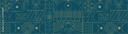 Christmas abstract. Christmas geometric background. Christmas abstract Bauhaus. Geometric line pattern. Seamless pattern merry christmas and happy new year Bauhaus.