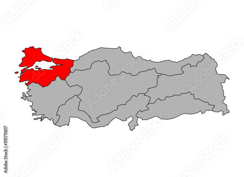 Marmara Region of Turkey map symbol shape, travel web concept icon vector illustration .