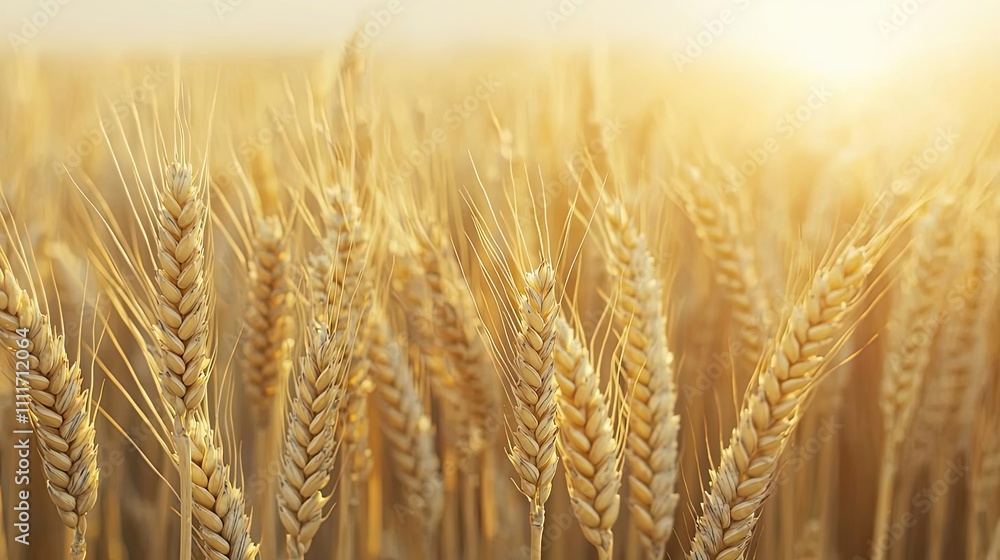 Golden wheat field under soft sunlight at dawn, showcasing nature's beauty. Golden wheat field under soft sunlight at dawn, showcasing nature's beauty.