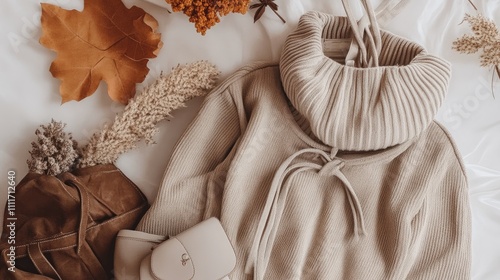 Cozy Fall Fashion Flat Lay with Sweater and Accessories