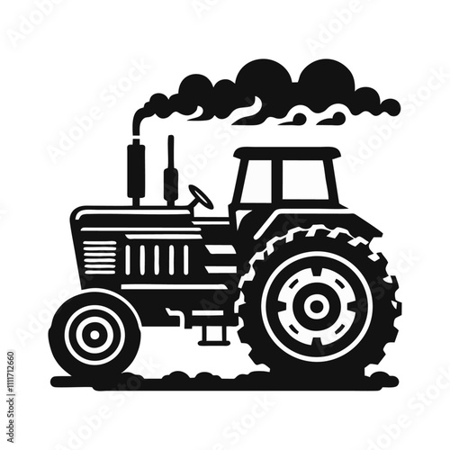 Tractor silhouette logo icon black white design