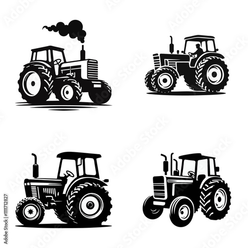 Tractor silhouette logo icon black white design