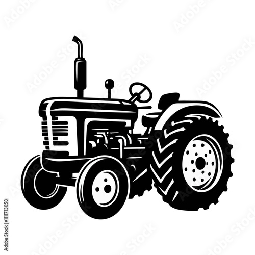 Tractor silhouette logo icon black white design