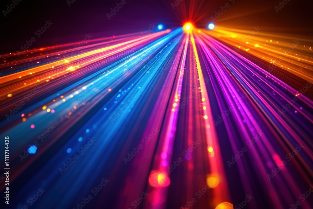Φωτογραφία Vibrant Abstract Light Beams in Motion Creating a Dynamic Spectrum of Colors and