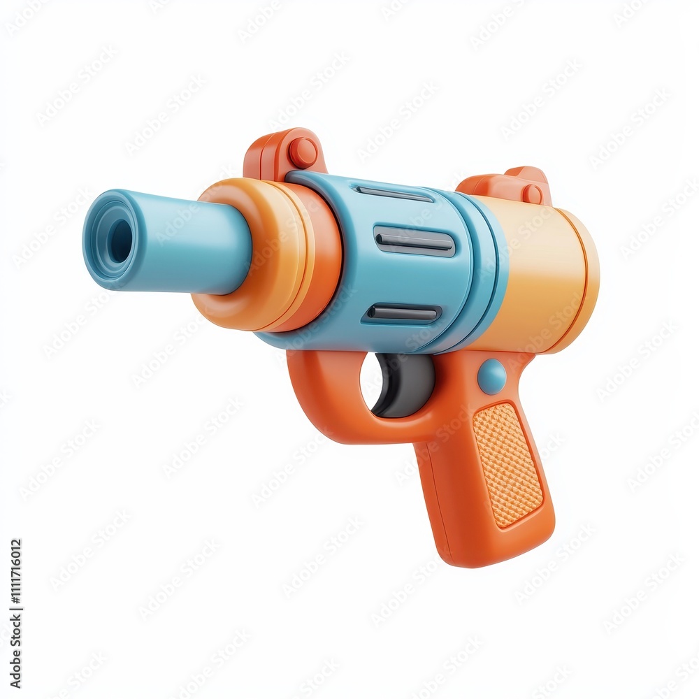 Bright Orange Foam Dart Gun Toy in 3D Rendered Style Bright Orange Foam Dart Gun Toy in 3D Rendered Style