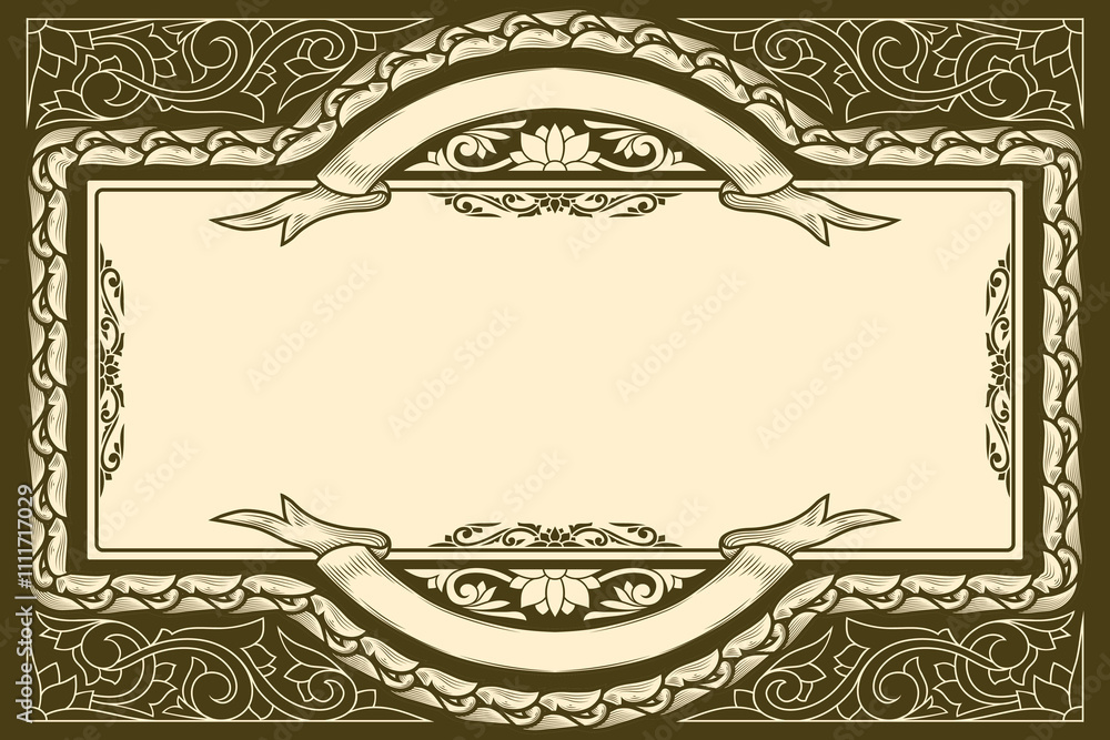 Decorative ornate retro monochrome blank card template Decorative ornate retro monochrome blank card template