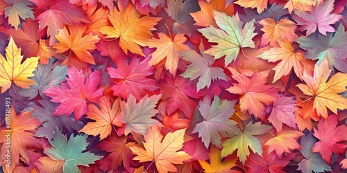 Vibrant autumn multicolored maple leaves create a stunning background, showcasing the beauty of autumn multicolored maple leaves in full display, perfect for seasonal themes and nature inspired