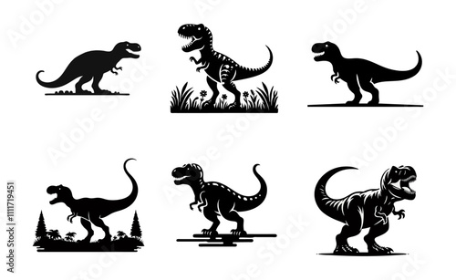 T-Rex (Tyrannosaurus Rex) silhouette logo icon black white design