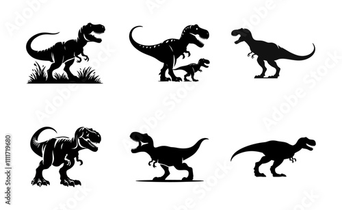 T-Rex (Tyrannosaurus Rex) silhouette logo icon black white design