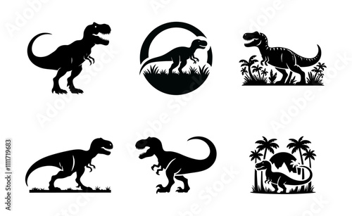 T-Rex (Tyrannosaurus Rex) silhouette logo icon black white design
