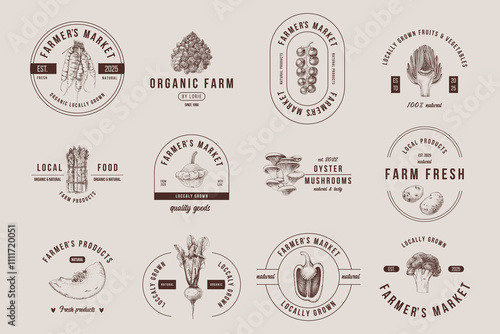 Set of farmers market premade logos