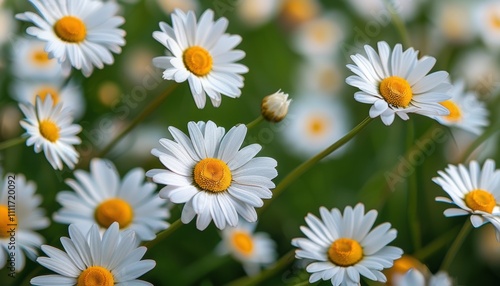 Blooming daisy flowers background with copy space for nature and spring themes