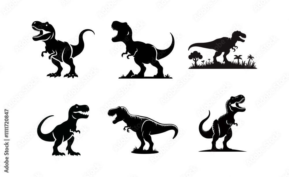Naklejka premium T-Rex (Tyrannosaurus Rex) silhouette logo icon black white design