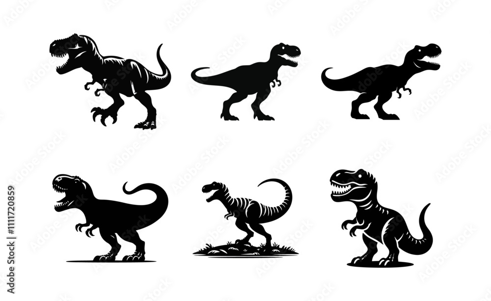 Naklejka premium T-Rex (Tyrannosaurus Rex) silhouette logo icon black white design