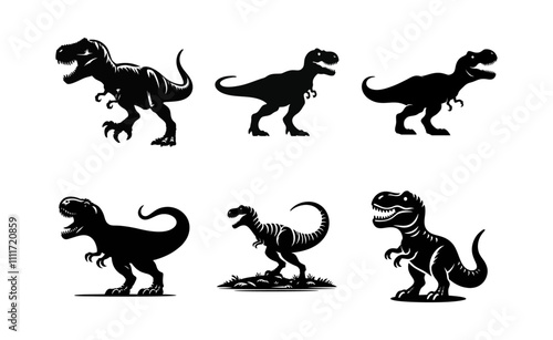 T-Rex (Tyrannosaurus Rex) silhouette logo icon black white design