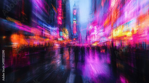 Neon Cityscape  A Blurred Symphony of Lights and Motion