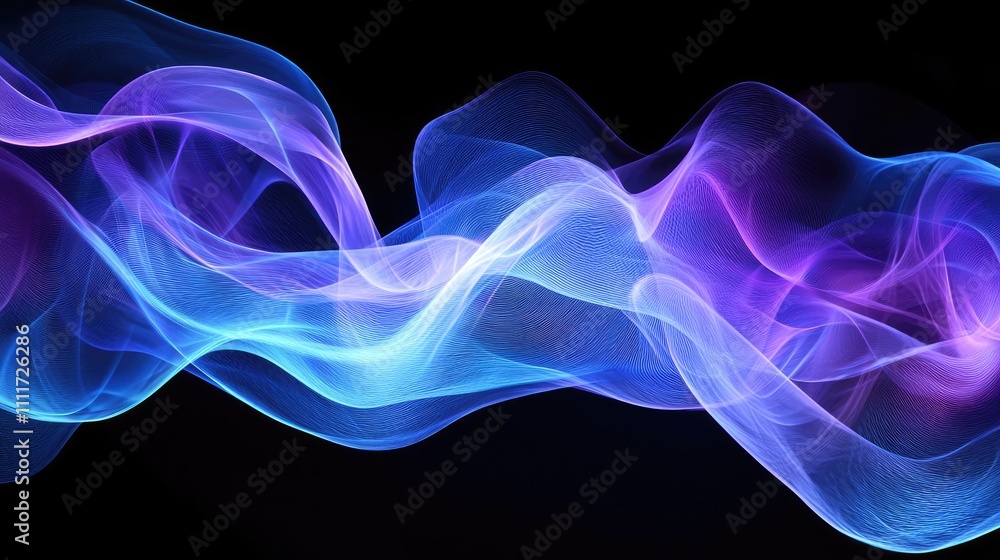 Colorful abstract wave patterns on a black background. Colorful abstract wave patterns on a black background.