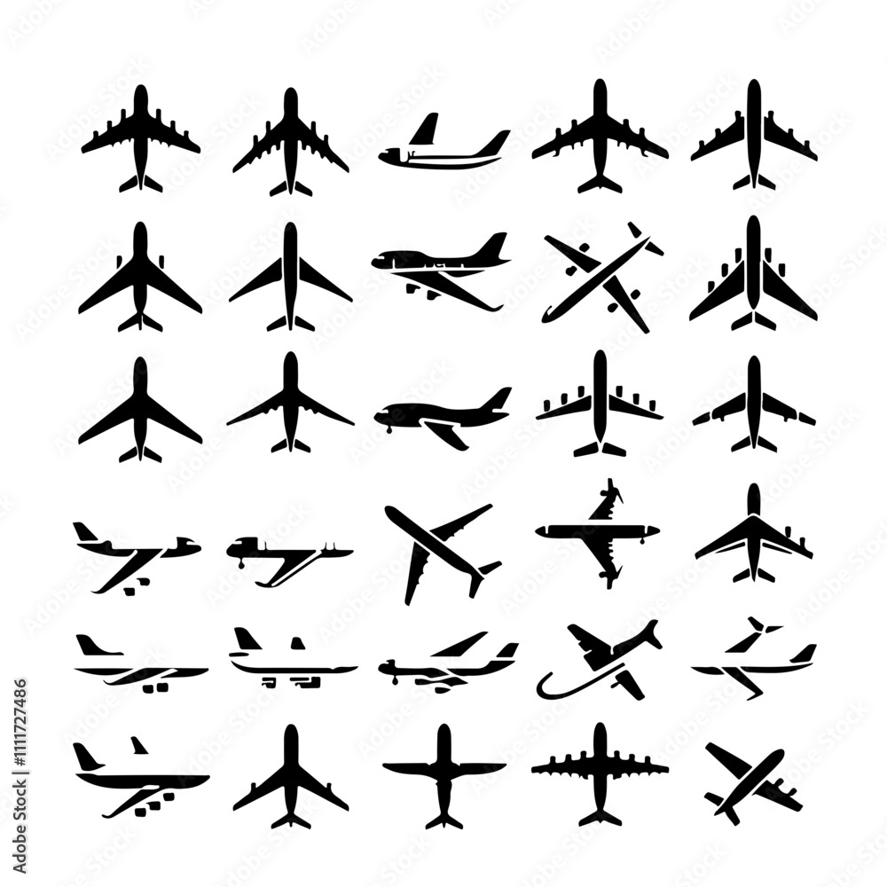 Minimalistic Aircraft Icons Set – Perfect for Travel, Aviation, and Transportation Designs Minimalistic Aircraft Icons Set – Perfect for Travel, Aviation, and Transportation Designs