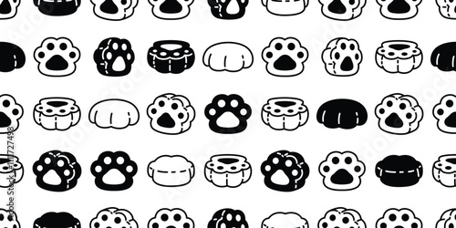 dog paw seamless pattern cat footprint french bulldog calico kitten vector puppy pet cartoon doodle tile background gift wrapping paper repeat wallpaper illustration design isolated