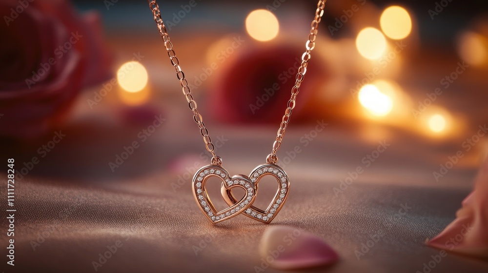 Elegant Rose Gold Heart Necklace with Sparkling Details Elegant Rose Gold Heart Necklace with Sparkling Details
