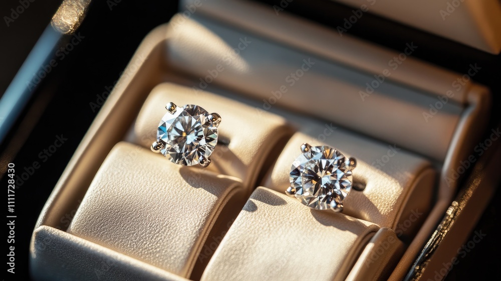 Elegant Diamond Earrings in a Luxurious Jewelry Box Display Elegant Diamond Earrings in a Luxurious Jewelry Box Display