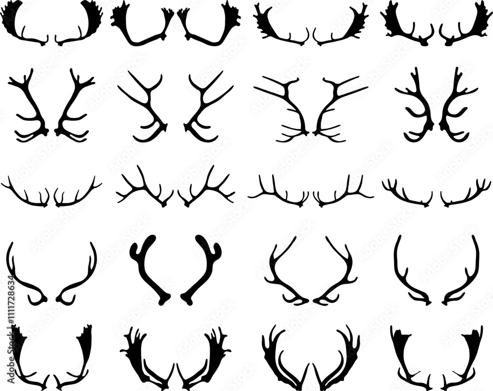 Naklejka premium Deer Horns Silhouettes SVG 