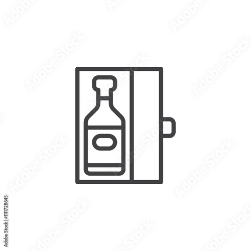 Wine Bottle Box line icon