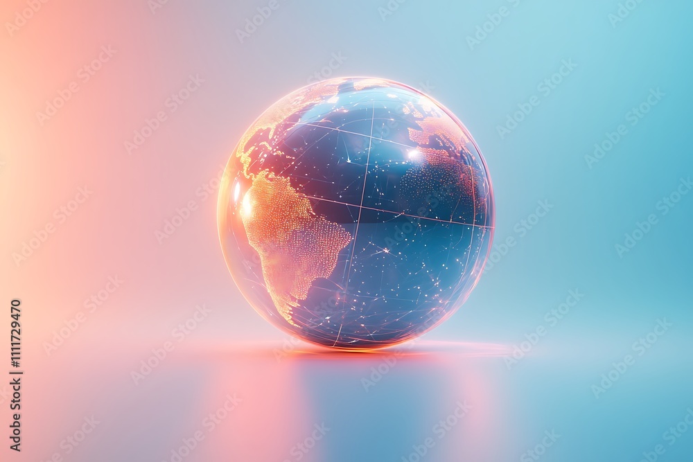 A futuristic depiction of the Earth as a digital globe glowing with connections, representing global interconnectedness and technological advancement. A futuristic depiction of the Earth as a digital globe glowing with connections, representing global interconnectedness and technological advancement.