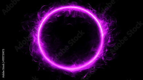 A glowing neon purple circle placed on a clean white background, symbolizing modern design, minimalism, and futuristic aesthetics.
