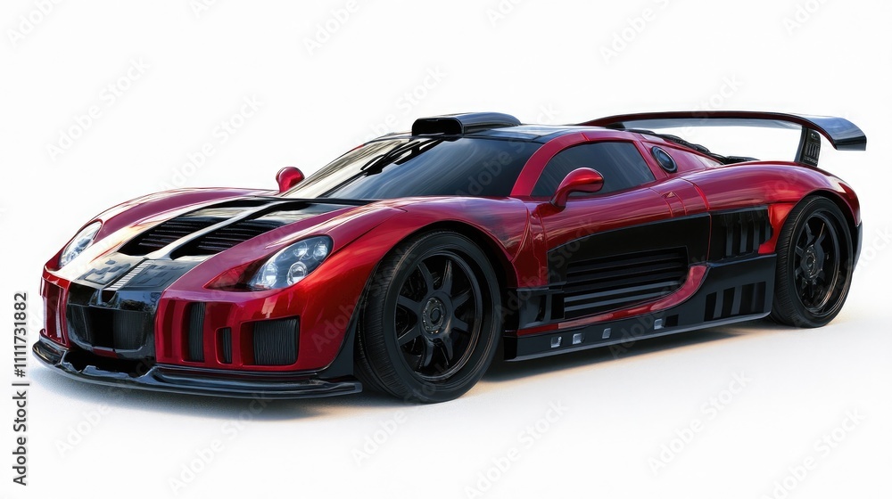 Sleek Red Sports Car Design: Futuristic Vehicle with Aerodynamic Body and Powerful Engine, Impeccable Performance on Track. Sleek Red Sports Car Design: Futuristic Vehicle with Aerodynamic Body and Powerful Engine, Impeccable Performance on Track.