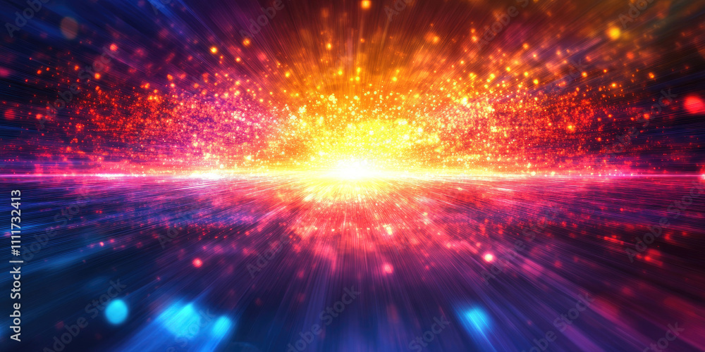 Vibrant Abstract Particle Lights in Motion, Colorful Glowing Particles on a Dynamic Background Vibrant Abstract Particle Lights in Motion, Colorful Glowing Particles on a Dynamic Background