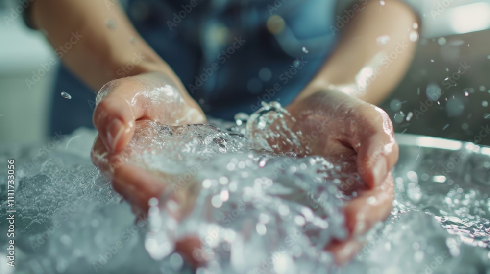 Fototapeta premium Wash Clothes in Cold Water: Opt for cold water in your washing machine to cut energy use, as heating water is a major drain on your electricity bill.