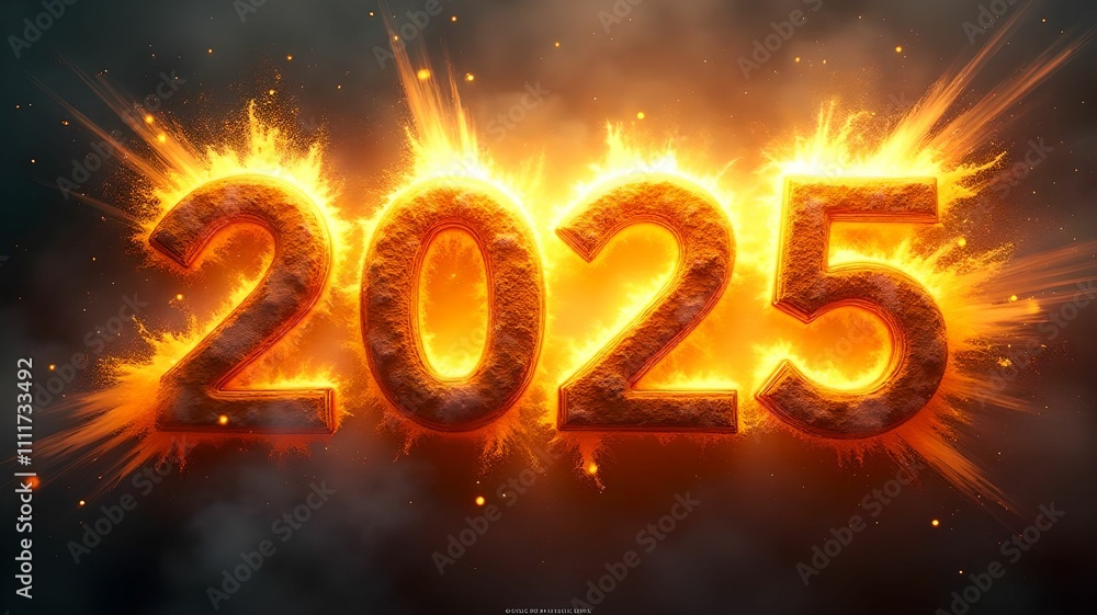 Abstract 2025 banner with color explosion background. Abstract 2025 banner with color explosion background.