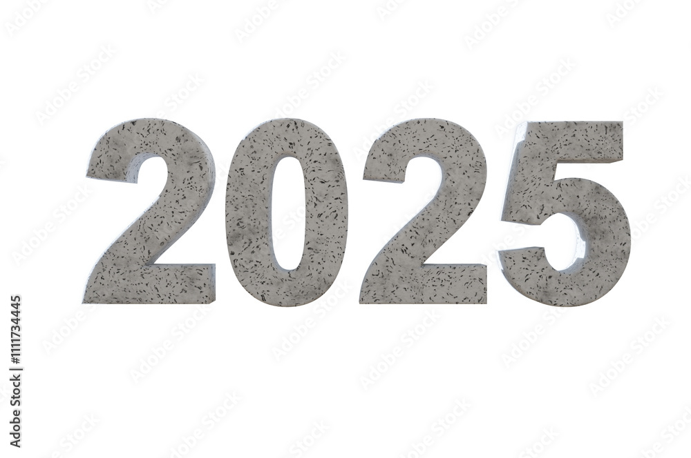 3D Illustration, Gold font 2025 background new year , marble texture