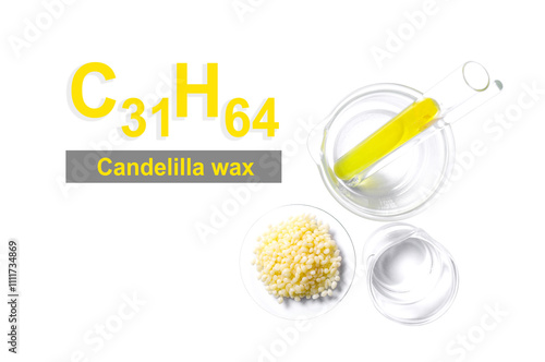 Candelilla wax with molecular  formula C31H64. Chemical ingredient for Cosmetics and  Toiletries product. photo