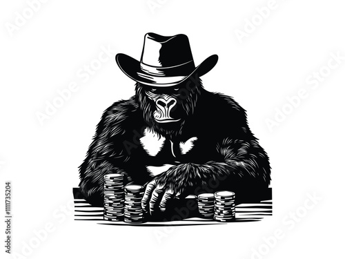 Gambling Game Gorilla Silhouette Design