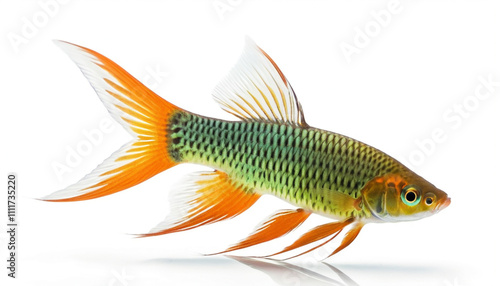  Green Swordtail Xiphophorus Helleri Male aquarium fish isolated on white closeup