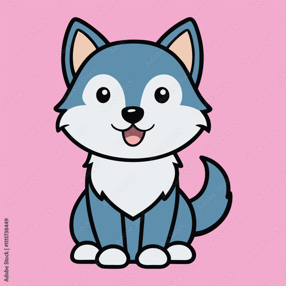 Fototapeta premium Cute Baby Saarlooswolfdog Dog Sitting Vector Illustration Design