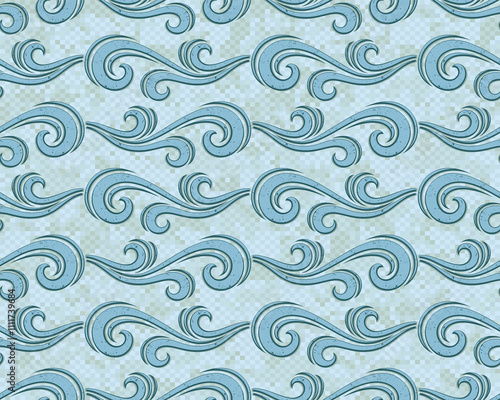 The seamless pixel background with wave.