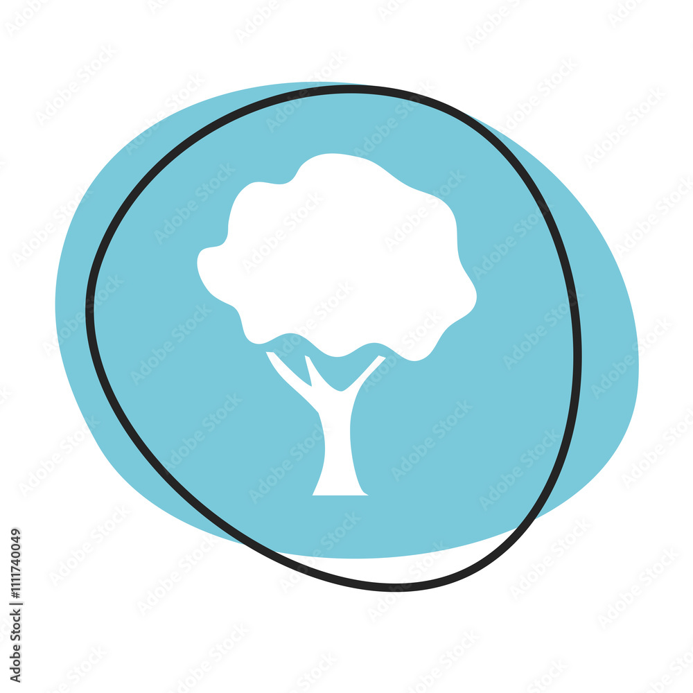 Baum Button - Icon in blau und weiß Baum Button - Icon in blau und weiß