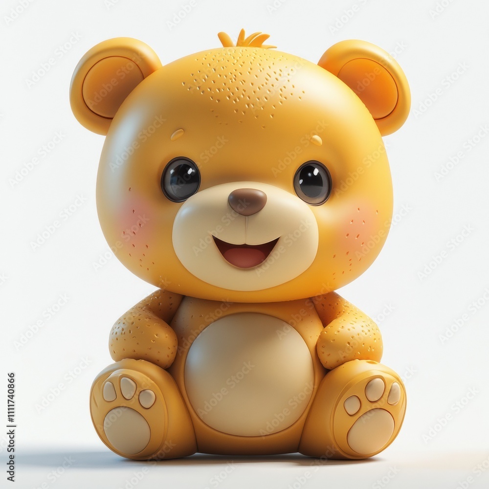 Fototapeta premium Cute and Playful Teddy Bear Plush Toy with Bright Yellow Fur and Charming Smile