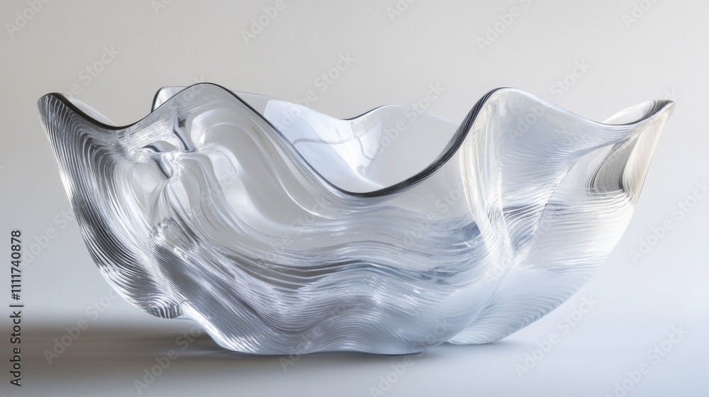 A Clear Glass Bowl With Wavy Edges A Clear Glass Bowl With Wavy Edges