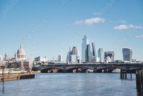 Canvas Print London financial district skyline with modern skyscrapers, st paul's cathedral,